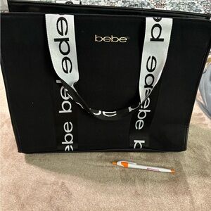 Bebe Black and White Tote Bag